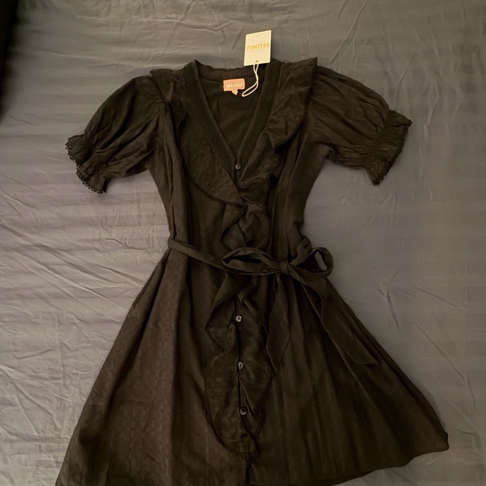 NEW Show Me Your MuMu Black Ruffle Dress Size Small
